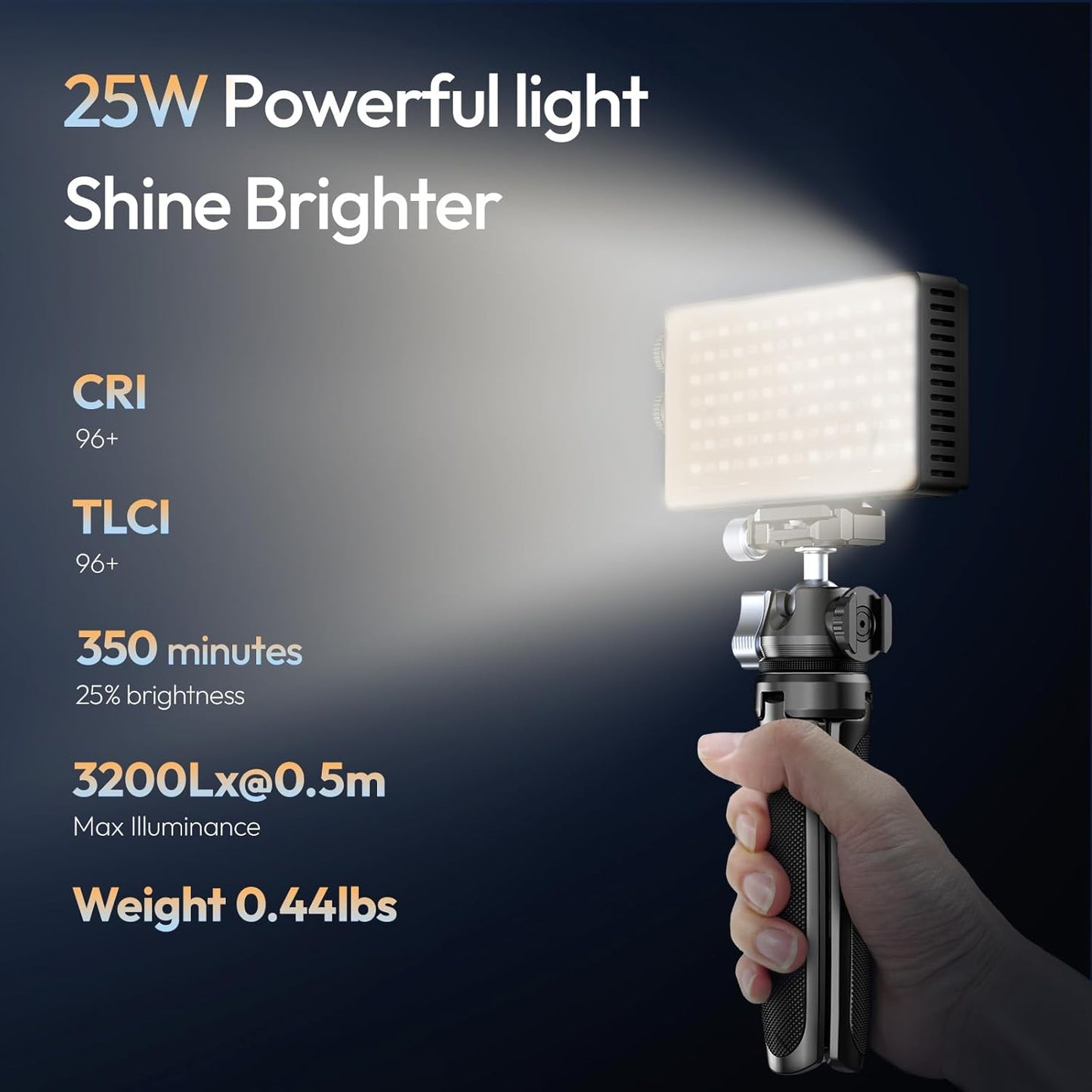 ULANZI PL25 Video Light, 25W LED Camera Light Mini Panel Bi-Color for DSLR Photography, 3200Lux, CRI≥96 2700K-6500K, 2000mAh Rechargeable Portable On-Camera Lighting for Photo, Video, YouTube, Vlog