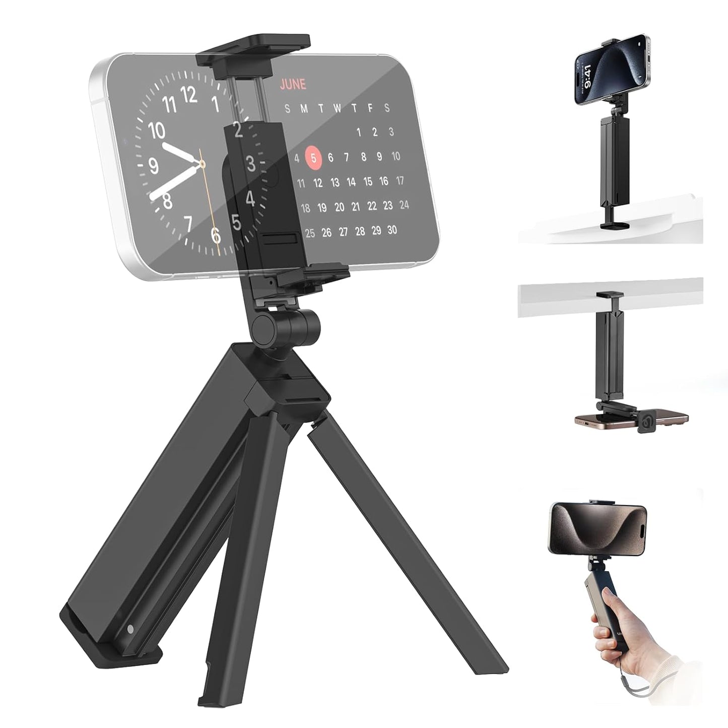 ULANZI SK-20 Travel Essentials Airplane Phone Holder, Phone Tripod 360° Rotation,Travel Must Have Handsfree Cellphone Stand for Desk,Flight Essential Universal Adjustable Stand for Train Table
