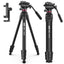 ULANZI MT-56 Ombra Black Aluminum Alloy 63" Professional Camera Tripod with Fluid Pan-tilt Head, Max Load 13.2 LB for DSLR, Compatible with Nikon, Canon, Smartphone, Phone Holder Included