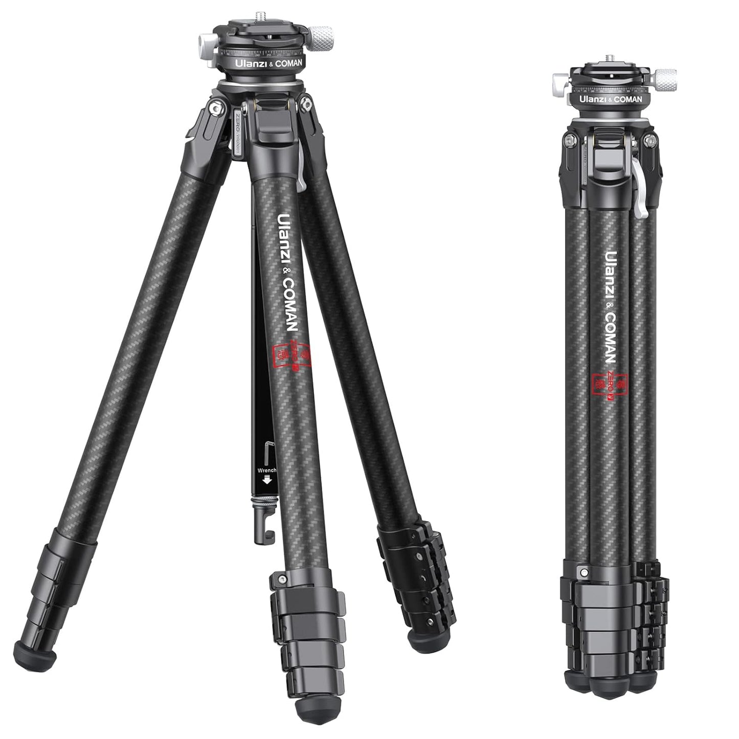 ULANZI Zero Y Professional Camera Tripod, Lightweight Travel Carbon Fiber Camera Tripod with Quick Release 1/4" Screw & 360° Ballhead, for Most Cameras/DSLR/Projector, Weight 2lb, Maxload 39lb, Black