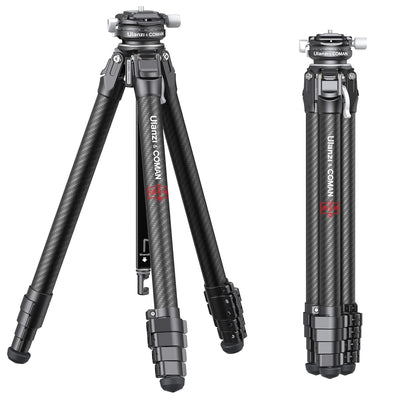 ULANZI Zero Y Professional Camera Tripod, Lightweight Travel Carbon Fiber Camera Tripod with Quick Release 1/4" Screw & 360° Ballhead, for Most Cameras/DSLR/Projector, Weight 2lb, Maxload 39lb, Black