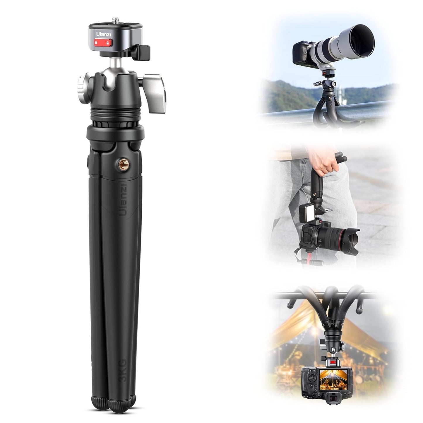 ULANZI MT-68 Claw Camera Flexible Tripod, Mini Quick Release Tripod Stand with 1/4'' Screw for Magic Arm, Universal Travel Desktop Selfie Stick for DSLR Compatible with Canon Nikon Sony Cameras Vlog