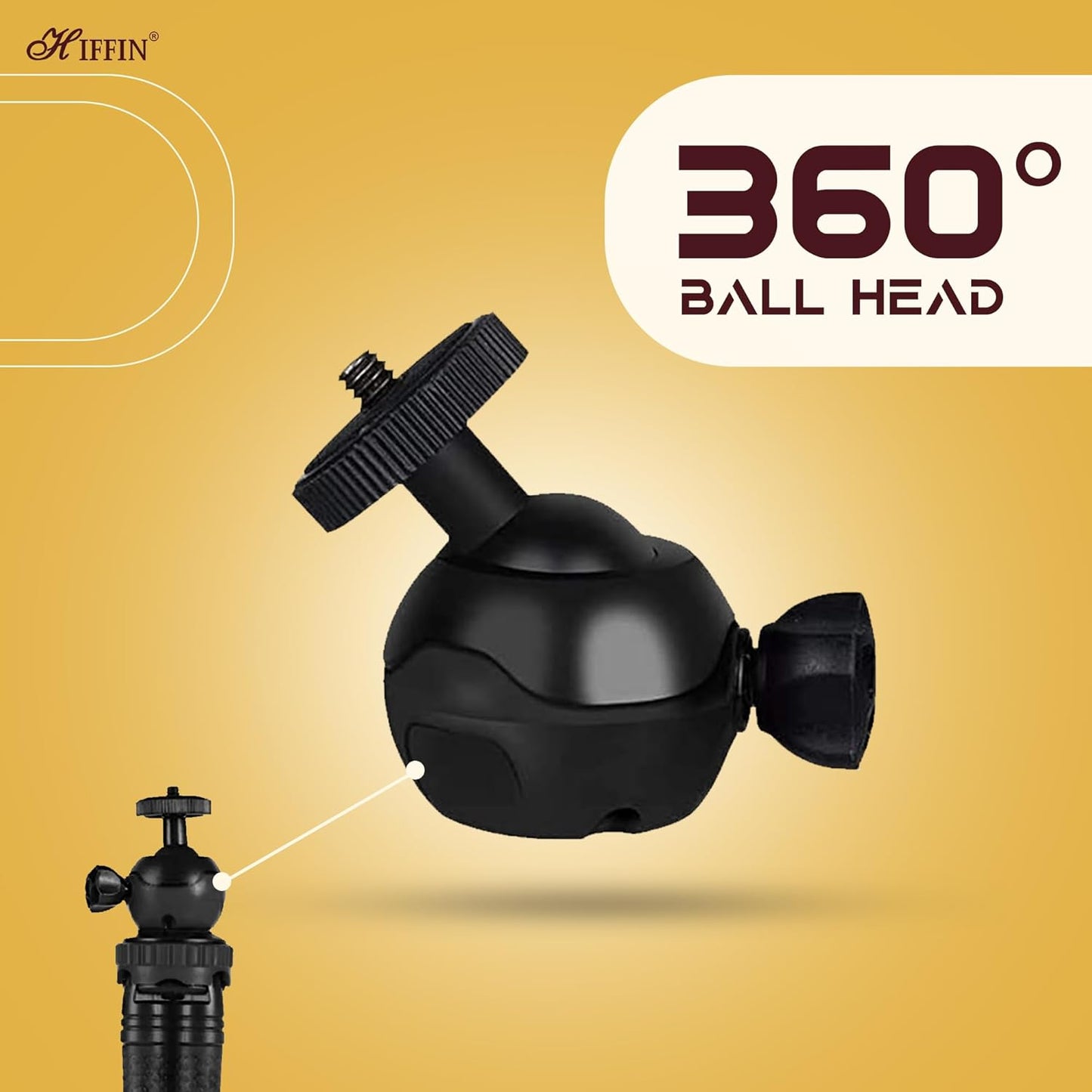 HIFFIN Flexible Gorillapod Tripod with 360° Rotating Ball Head Tripod for All DSLR Cameras(Max Load 2.5 kgs) & Mobile Phones + Free Heavy Duty Mobile Holder(Black) (12 Inch, Black)