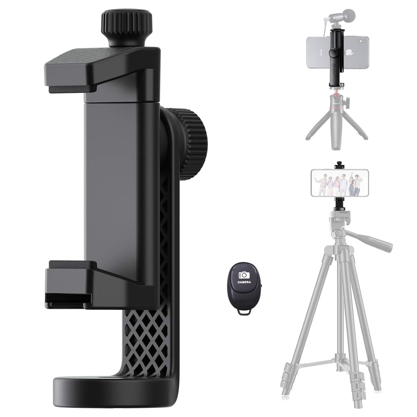 ULANZI Select Phone Hot Shoe Mount with Remote, 360° Rotation, Cold Shoe for Mic Light, 1/4 Screw Cell Phone Holder, Adjustable Clamp, Compatible with iPhone, Samsung Smartphone