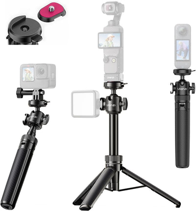 ULANZI MT90 Action Camera Tripod Stand Vlog Handle Grip with Quick Release, Ball Head & Cold Shoe, Camera Desktop Tripod for Action Cameras & Small Cameras