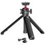 UURig Extendable Phone Camera Tripod, 4 Levels Adjustment 360° Ball Head Cold Shoe Lightweight Portable Vlog Travel Selfie Stick Handle Grip Desktop Webcam Tripod for iPhone DSLR Sony Gopro, Black
