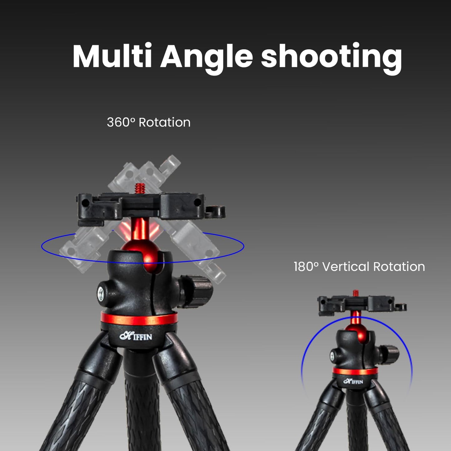 HIFFIN Htr-11 Flexible Gorilla Tripod for Cameras, Smartphones & Action Camera | Camera Tripod with Phone Holder | Portable & Lightweight, Ideal for Vlogging, Photography, and Outdoor Adventures
