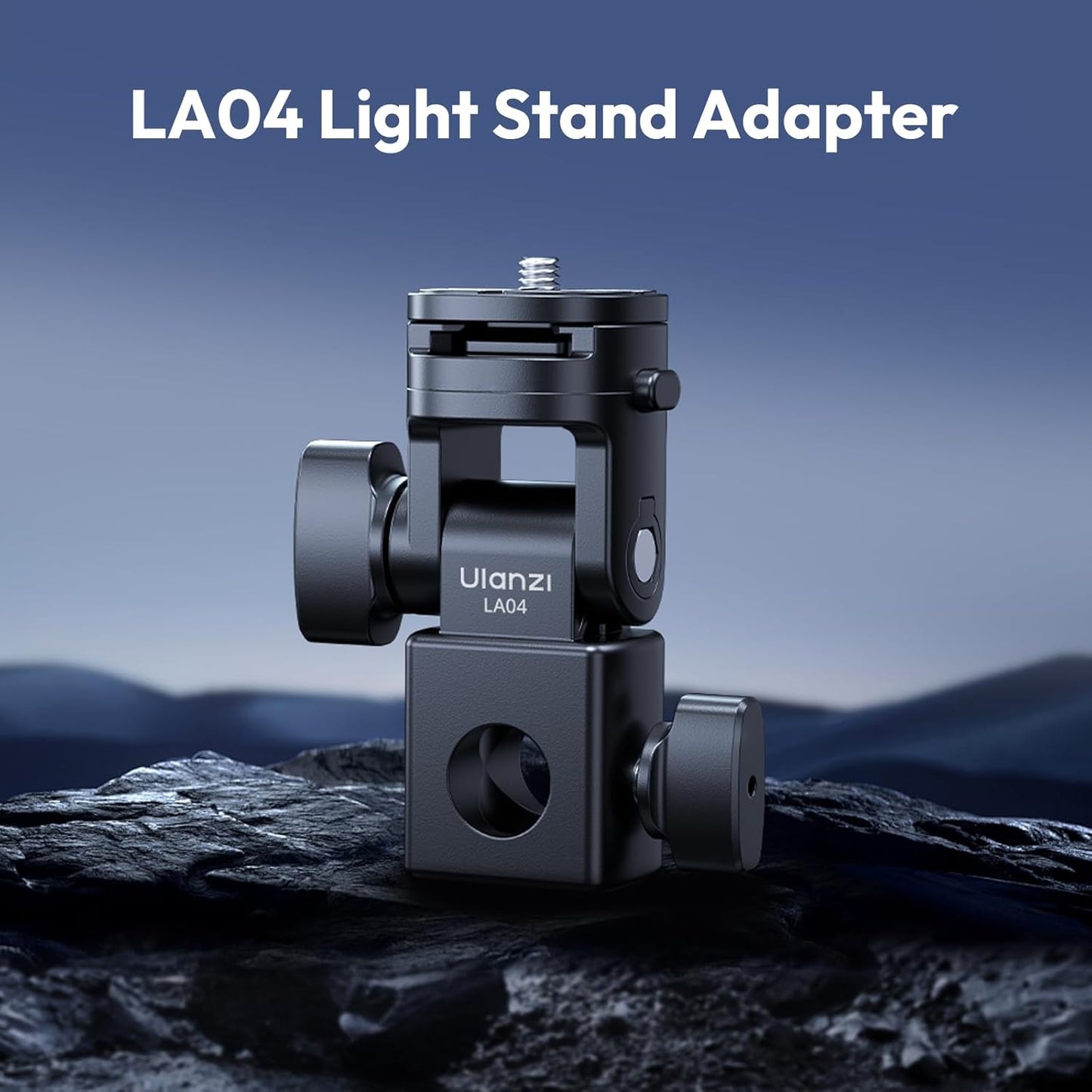 ULANZI LA04 Light Stand Mount Adapter with 1/4” Screw, Quick Release Mounting Plate for Camera Monitor Ring Light, Fits Flat Head Light Stand/Boom arm/C Stand, 180° Tilt Max. Load 6.6lb/3kg