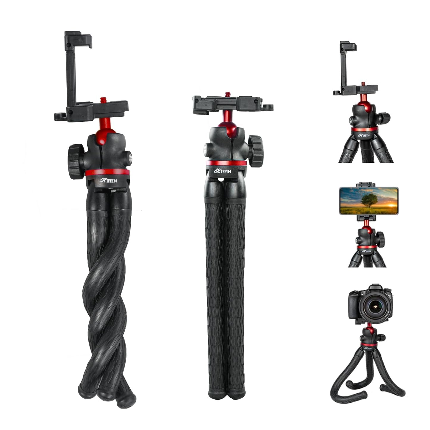 HIFFIN Htr-11 Flexible Gorilla Tripod for Cameras, Smartphones & Action Camera | Camera Tripod with Phone Holder | Portable & Lightweight, Ideal for Vlogging, Photography, and Outdoor Adventures