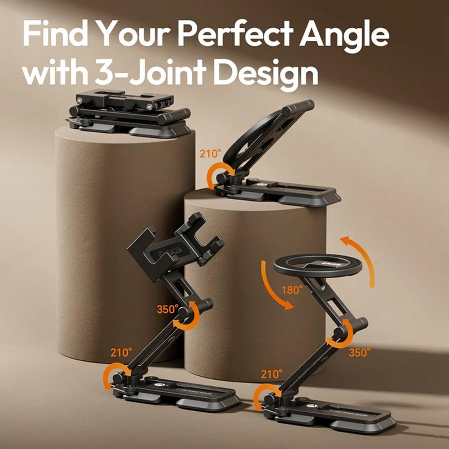ULANZI SK29 5-in-1 Phone Holder & Mini Tripod with Clamp, Premium Aluminum Mobile Stand with Adjustable Angle, 1/4” Screw Mount for Tripod, Vlogging, YouTube & Video Calls (Black)