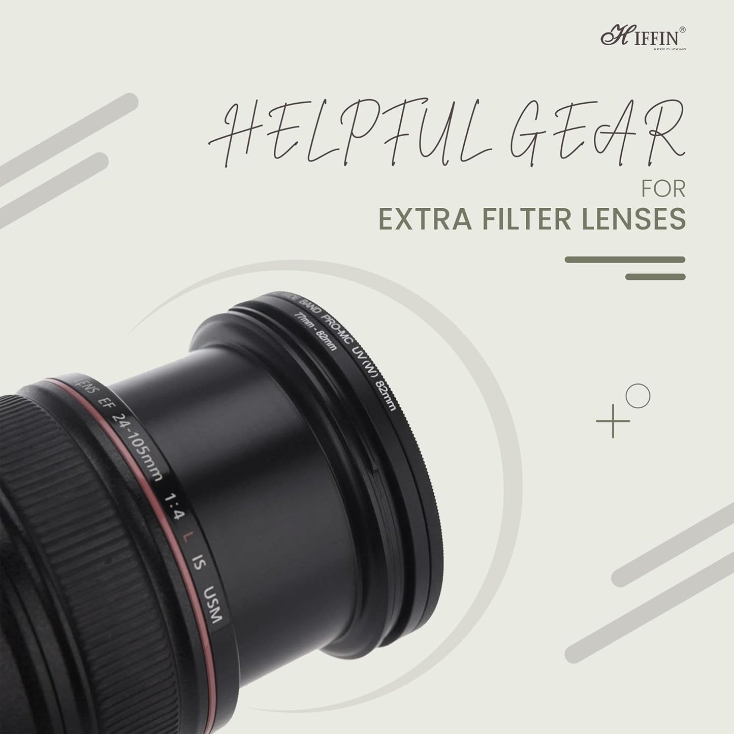 HIFFIN PRO Camera Lens Step Up Filter Adapter Rings, 49-52, 52-55, 55-58, 58-62, 62-67, 67-72, 72-77, 77-82mm Metal Step Up Rings Kit with Anodized Aluminum Threaded Black Frame