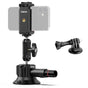 ULANZI SC-01 Suction Mount 3" for Vlogging Action Camera Car Mount w Smartphone Clamp for iPhone 14 13 Pro Max, 1/4" Magic Arm Adapter Mount Desk Suciton Mount for Car Windshield Window