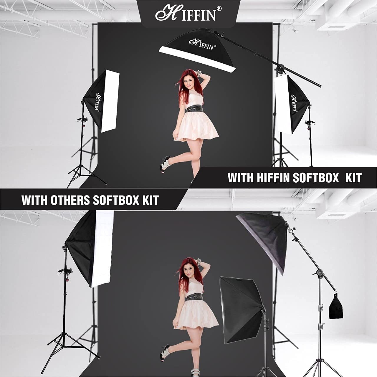 HIFFIN PRO Quadlux Mark III Soft Led Still & Video Light Softbox 3 Point Lighting Kit with Backdrop Stand, 9x10ft Photo Video Studio Muslin 1 x Curtain Black | Stand Backdrop Support System Kit