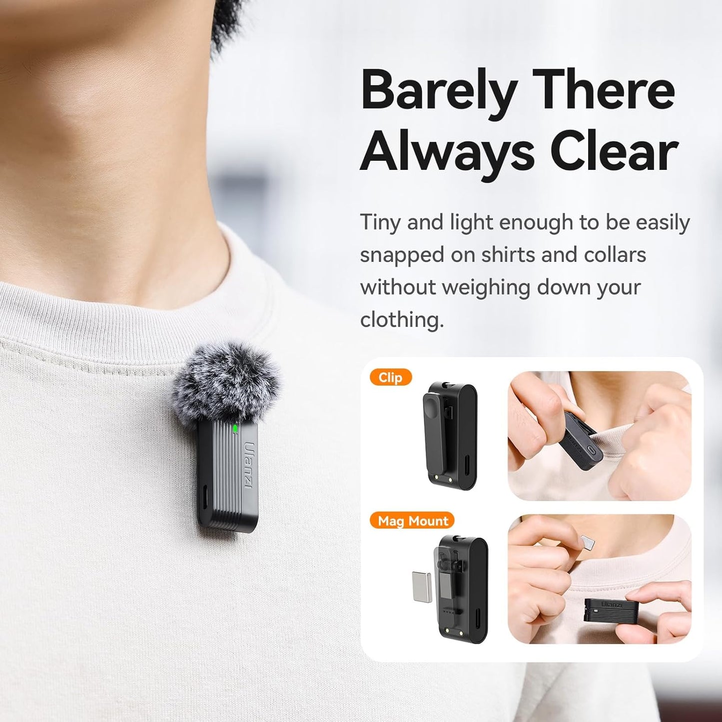 ULANZI A100 Lavalier Microphone for iPhone Android Camera, USB C Microphone, 13.5H Battery Life, Microphone Mobile Phone for Video Recording, Live Streaming, YouTube, TikTok, Vlog, Interview