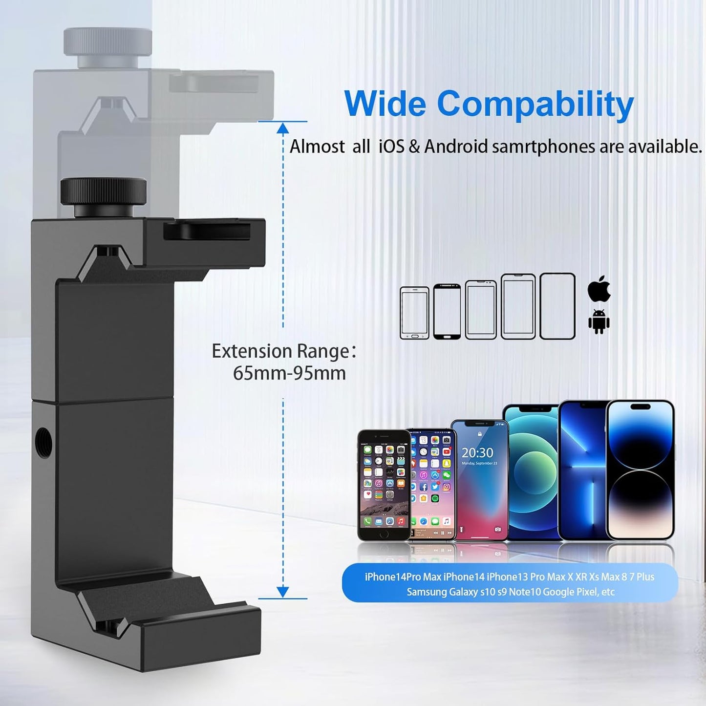 Ulanzi ST-02S Newest Aluminum Phone Tripod Mount w Cold Shoe Mount, Support Vertical and Horizontal, Universal Metal Adjustable Clamp for Apple iPhone X 8 7 6S Plus Sumsang Android Smartphones,Black