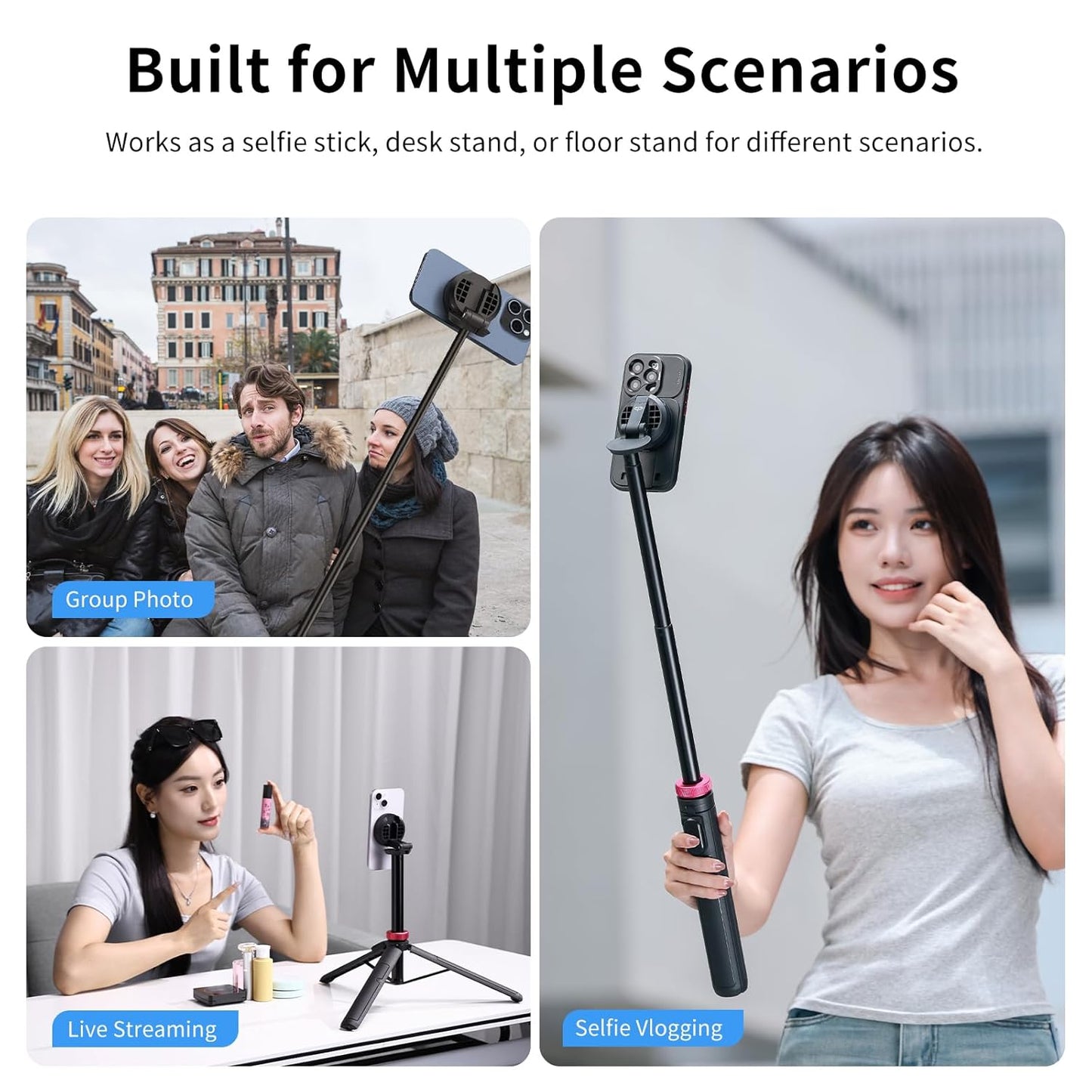Ulanzi MT-84 Phone Tripod, 61" Magnetic Selfie Stick with Remote for iPhone 15/14/13/12 Series, Extendable Cell Phone Stand, Portable iPhone Holder for Selfie/Photo/Live/Vlog