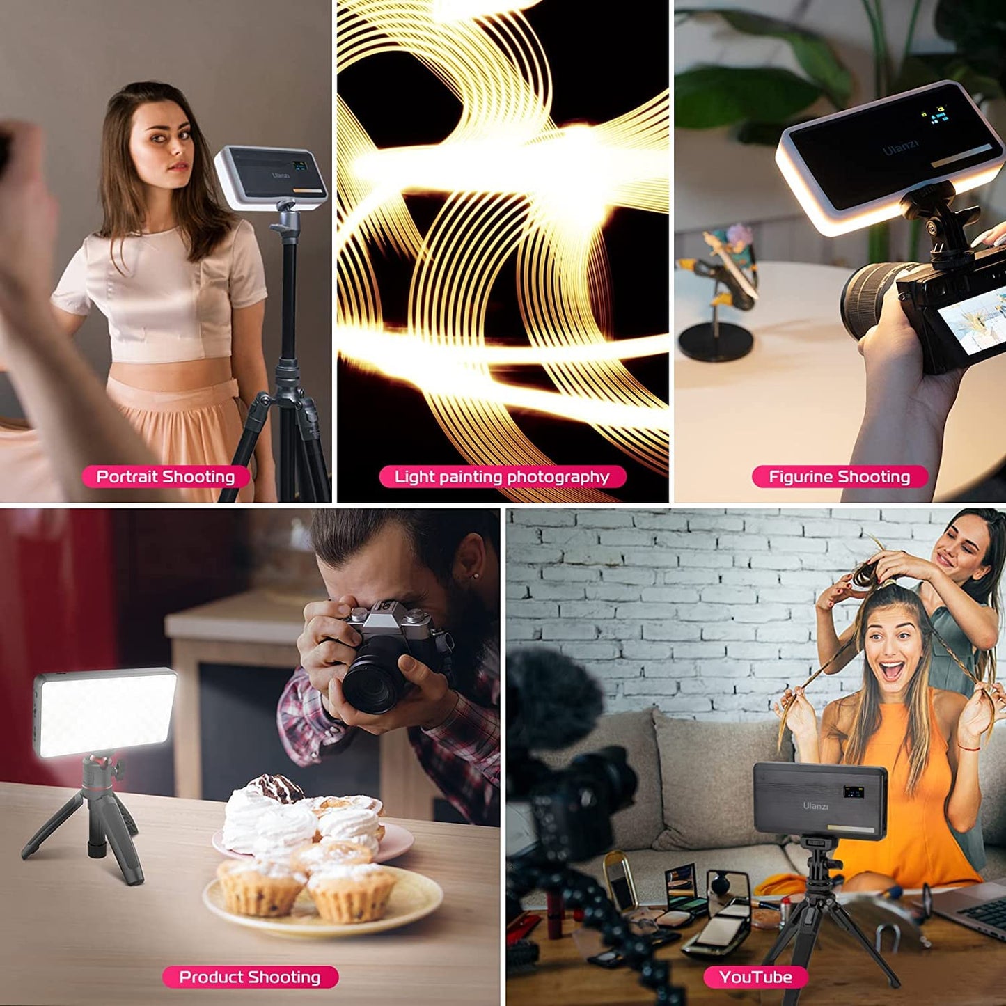 200 LED Video Light ULANZI Camera Light Dimmable 2500K-9000K Bi-Color Temperature, Panel Light with LCD Display CRI 90+Built in 5000mAh Battery lighting for Studio YouTube Interview Vlog