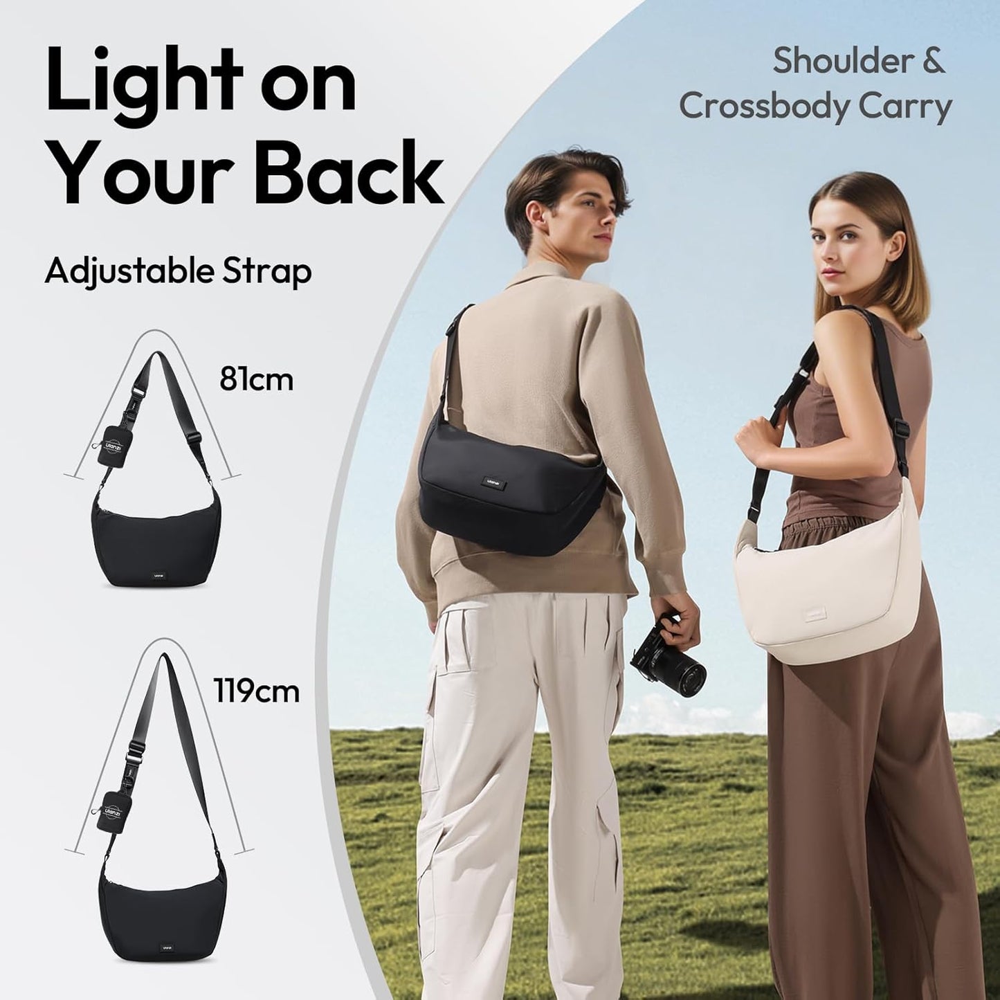 ULANZI Camera Case, Shoulder Bag, Stylish with Dividers, Lightweight Storage Bag for DSLR Camera, Camera Accessories, Travel, Outdoor, Photography Bag, Black, Lightweight and portable