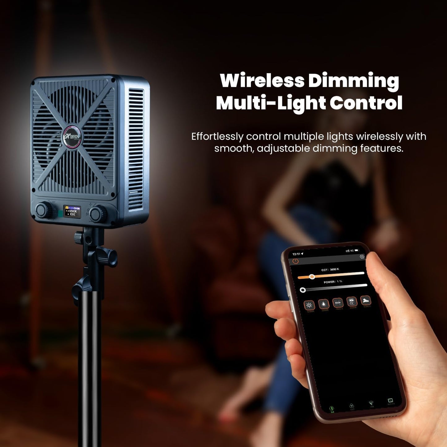 HIFFIN HF-350PRO Wonder Series 350W LED Video Light | 25,800lm Ultra Bright | CRI 95+ | CCT 2700K-6500K | Bowens Mount | App Control | Professional Light for Photography, Videos & Studio Use