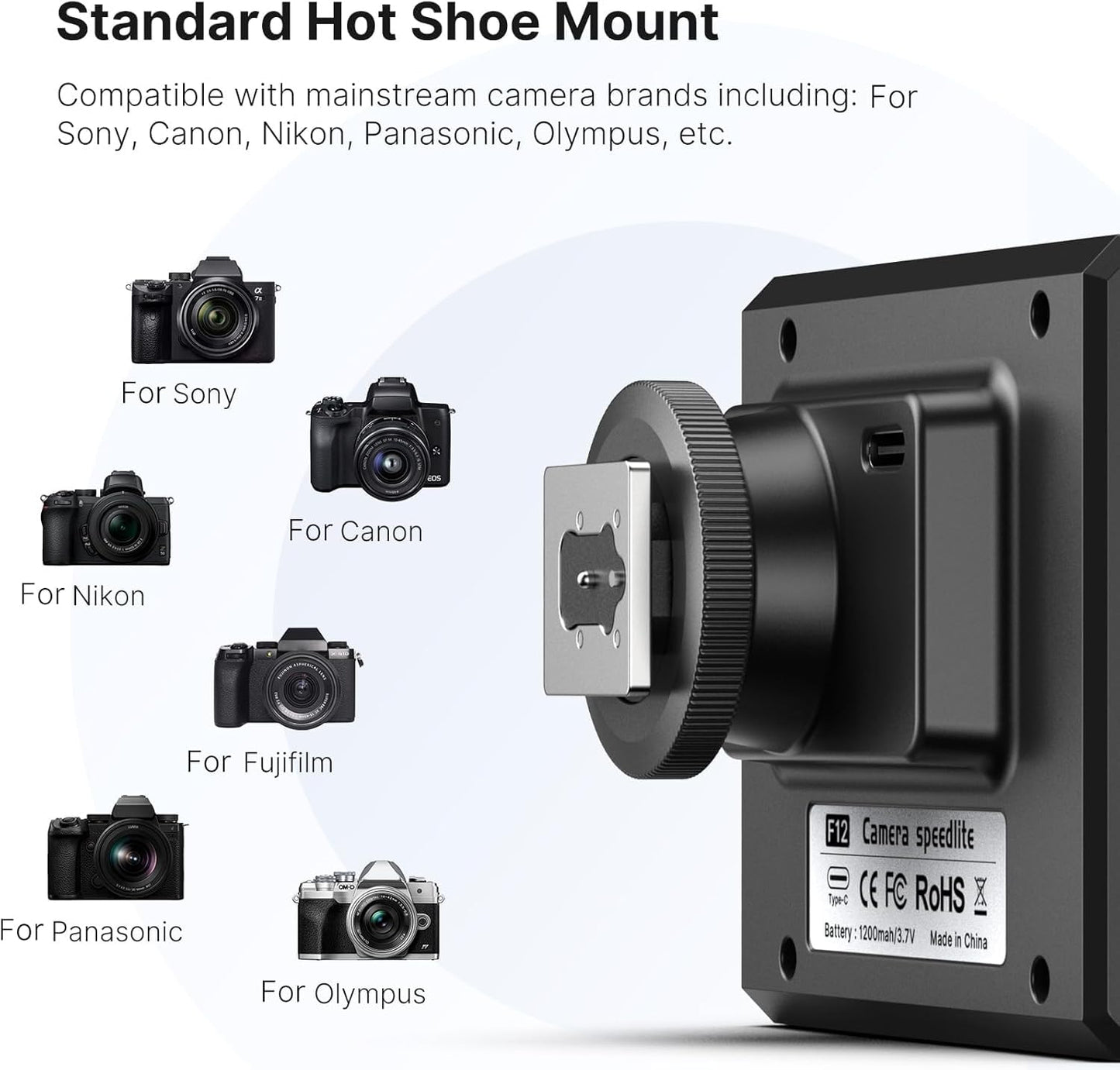 ULANZI F12 Mini Flash,GN12/CCT 5600K Camera Speedlite Flash for Canon Fuji Sony Nikon Panasonic Olympus Pentax&Other More SLR Digital Cameras, Single Contact Universal Hot Shoe Mount Flashlight, Black