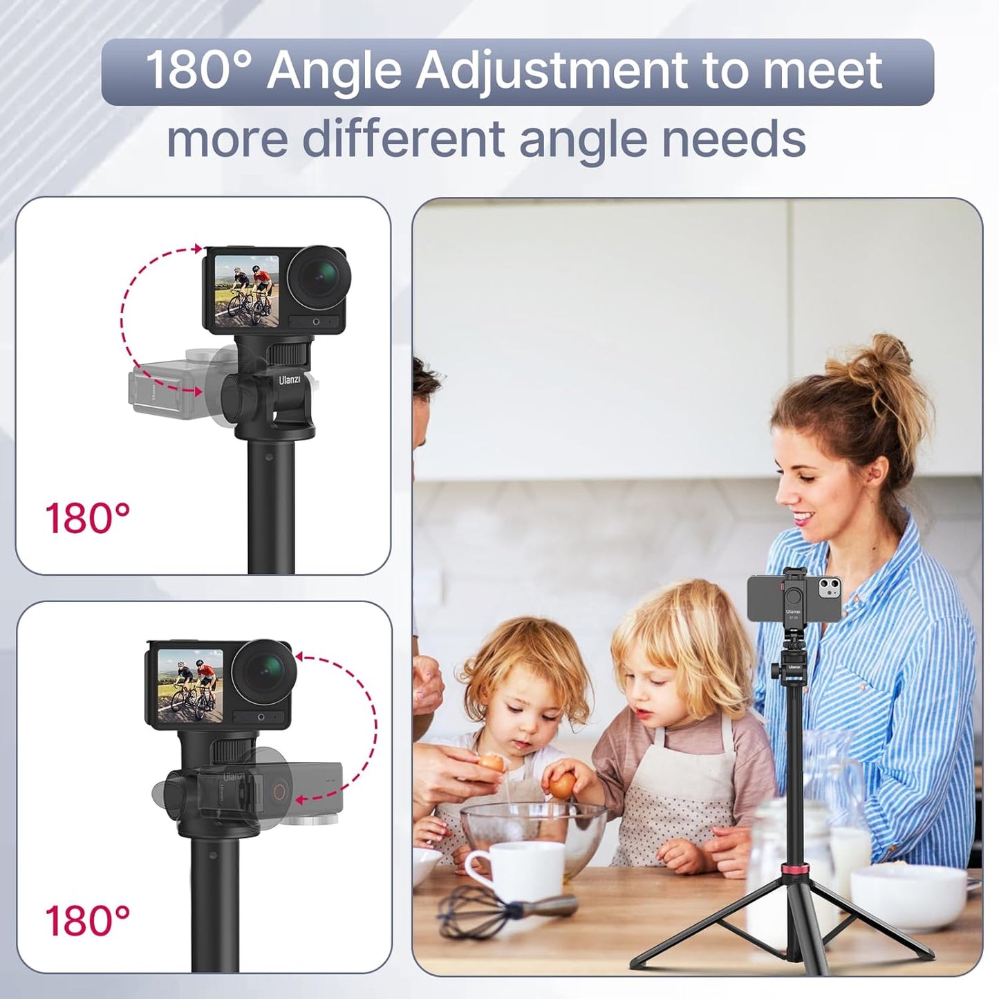 ULANZI MT-79 Extendable Tripod Aluminum, 81" Portable Adjustable Light Stand with 1/4" Screw, 360° Ball Head Camera Phone Tripod for Camera Video Light Smartphone, Lightweight for Travel