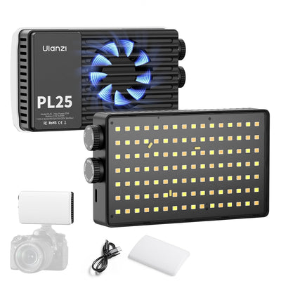 ULANZI PL25 Video Light, 25W LED Camera Light Mini Panel Bi-Color for DSLR Photography, 3200Lux, CRI≥96 2700K-6500K, 2000mAh Rechargeable Portable On-Camera Lighting for Photo, Video, YouTube, Vlog