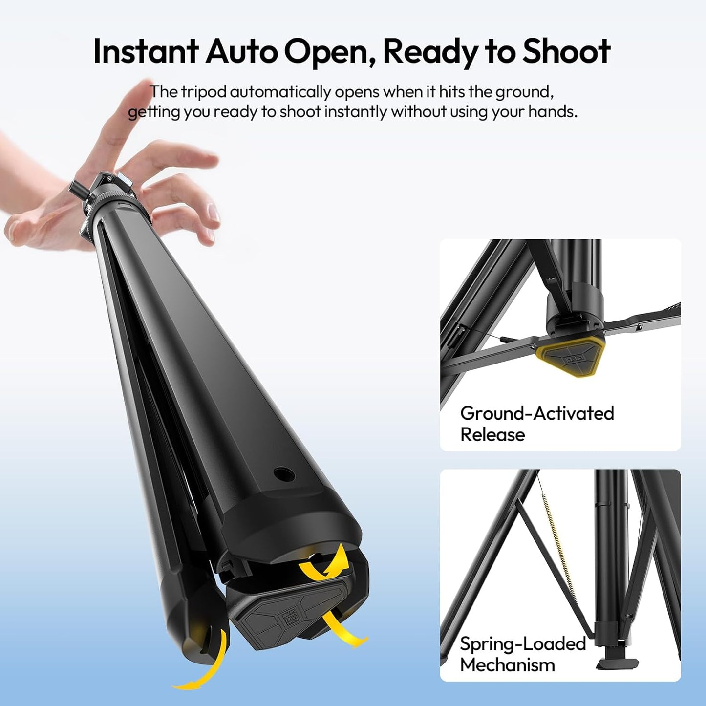 ULANZI MT93 Universal 1/4" Light Stand Camera Tripod w Auto-Open w UKA Quick-Release, 63" Portable Adjustable Ball Head Tripod for Cameras/Video Light/Phone/Outdoor Photo, Up Load 6.61lb, w Bag