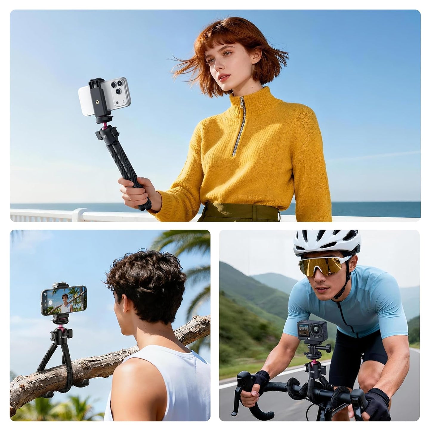 ULANZI MT-91 Flexible Octopus Tripod for Phone, GoPro&Camera, 3‑in‑1 Mini Tripod w Bluetooth Remote, CKA Quick Release w 1/4 Screw, GoPro Adapter, 360 Adjustable for Vlogging, Selfies, Video Recording