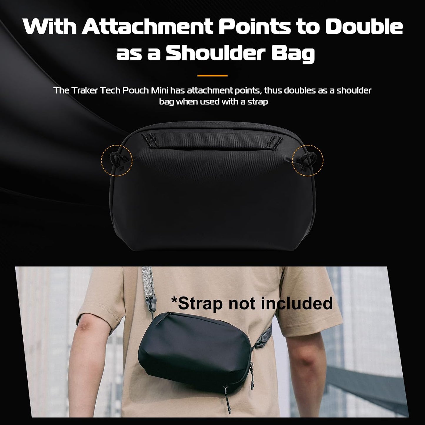 ULANZI Synthetic Traker Tech Pouch Mini,Bp06 Storage Bag 2L,Electronics Organizer,Splash-Resistant Travel Accessory Handle Bag,Gadgets Organizer Pouch,Usb Cable Organizer,Travel Friendly (Black)