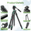 ULANZI JJ06 GlideGo Carbon Fiber Video Tripod, Dual 360° Pan Head, 73.6 inch Max Height, 11 lb Load, Quick Release Plate