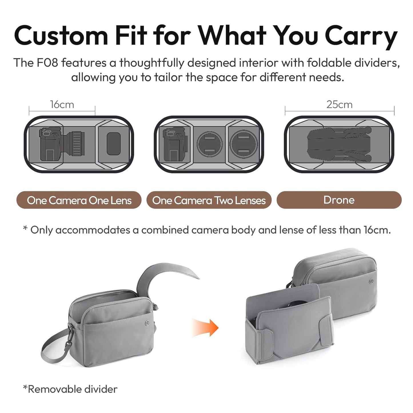 ULANZI F08 Camera Bag Lightweight, Professional Splash-Proof Photography Camera Case Travel for Photographers Unisex Drone DSLR Mirrorless Camera Lens Tripod Holder 16'' Laptop-18L