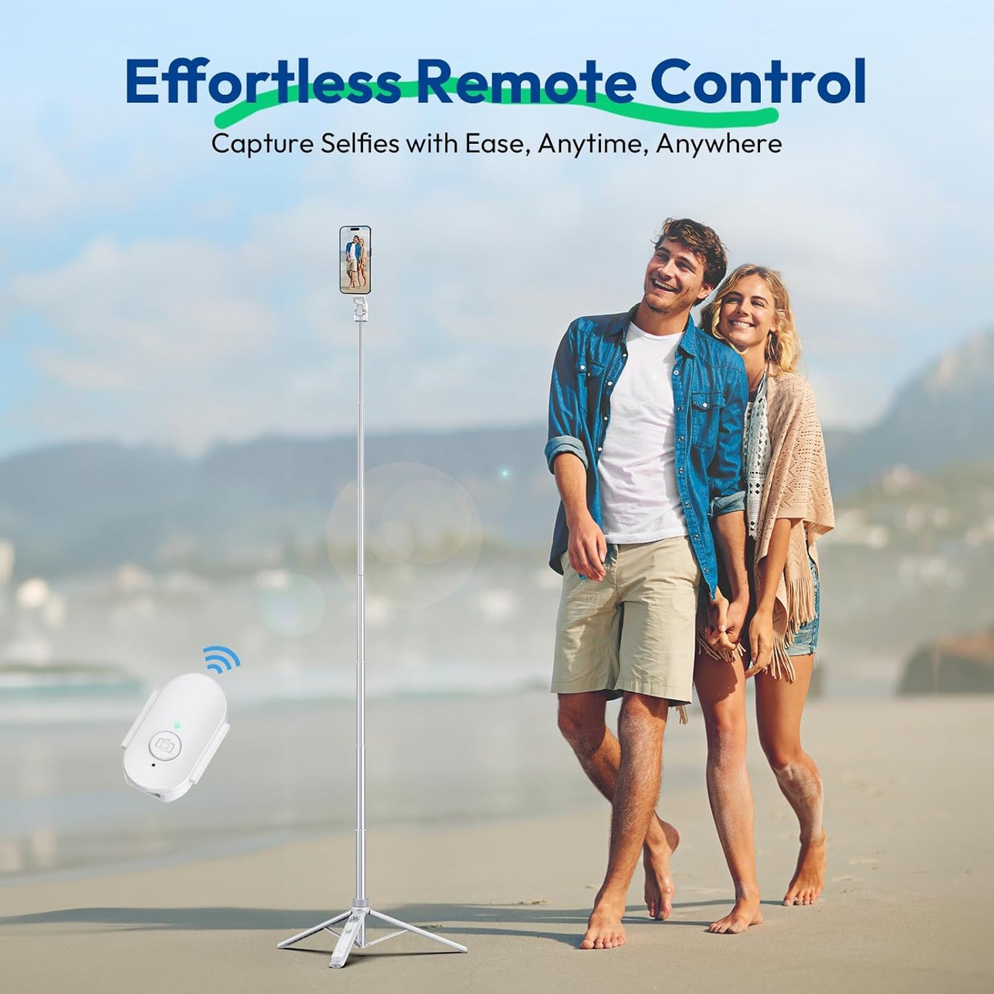 ULANZI TT88 Magnetic Tripod for iPhone , 57" Extendable Selfie Stick w Remote, 2-in-1 Phone Clip & Dual Cold Shoe Mounts-Lightweight Phone Tripod Stand for Vlogging, Travel, Video Recording, White