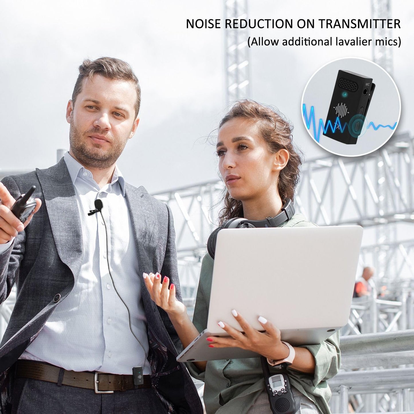 Hiffin HWM-50 Wireless Microphone System for Camera & Smartphone - Compact & Lightweight, Noise Cancellation, Multi-Person Recording, Portable Charging Case