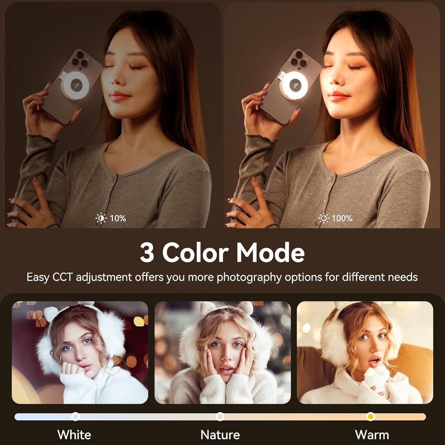 ULANZI MA30+LM19, 2-in-1 Magnetic Phone Tripod & Selfie Light Kit, MA30 Phone Stand with LM19 2500K-8500K LED Fill Light for MagSafe, Compatible with iPhone 17-12 Series for Photo/Vlog/Video.
