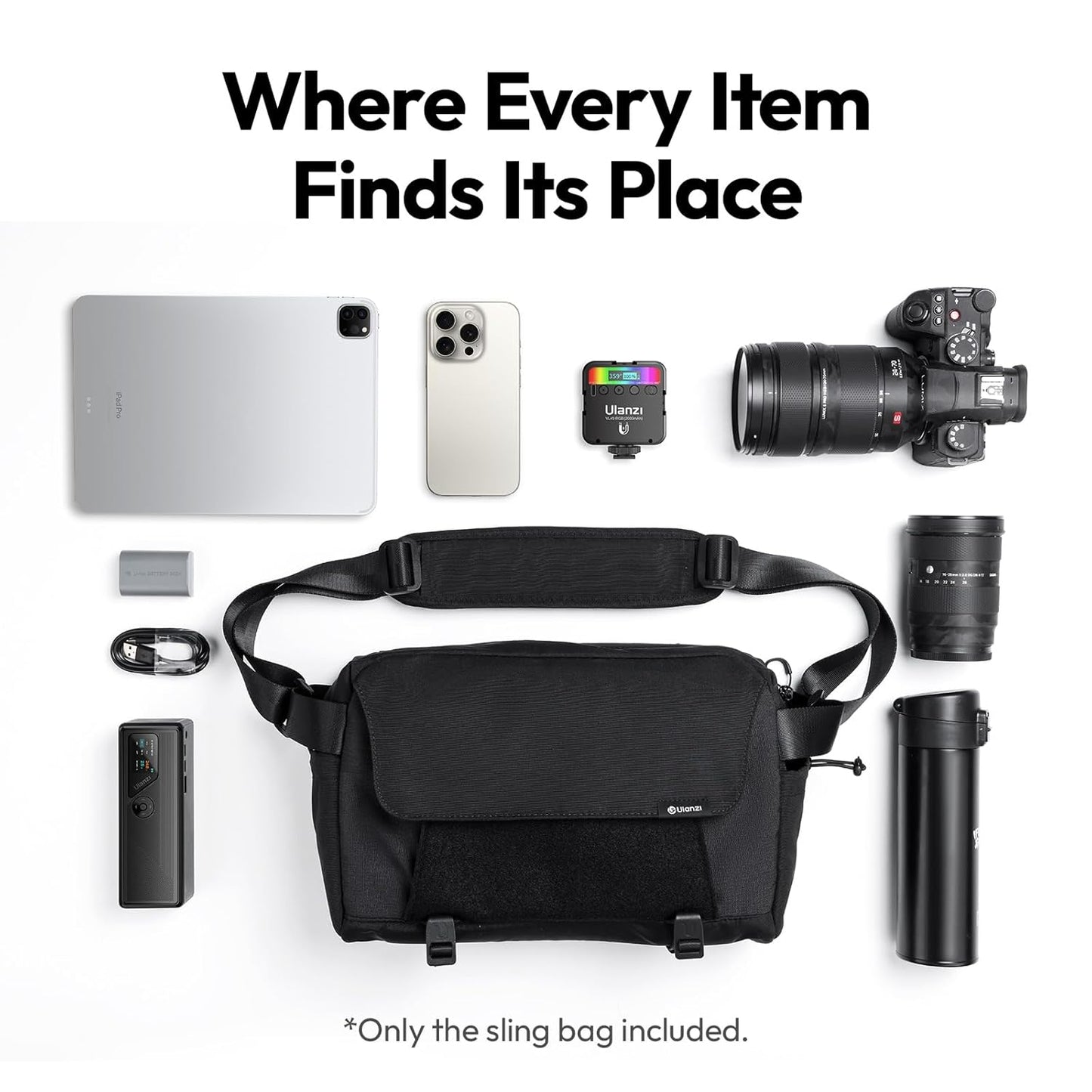 ULANZI BP11 8L Camera Sling Bag with Tripod Holder for Men Women, Lightweight Splash-Proof DSLR/Mirrorless Anti-Theft Crossbody Bag for Travel Hiking Photography Customizable Front Pocket Camera Bag