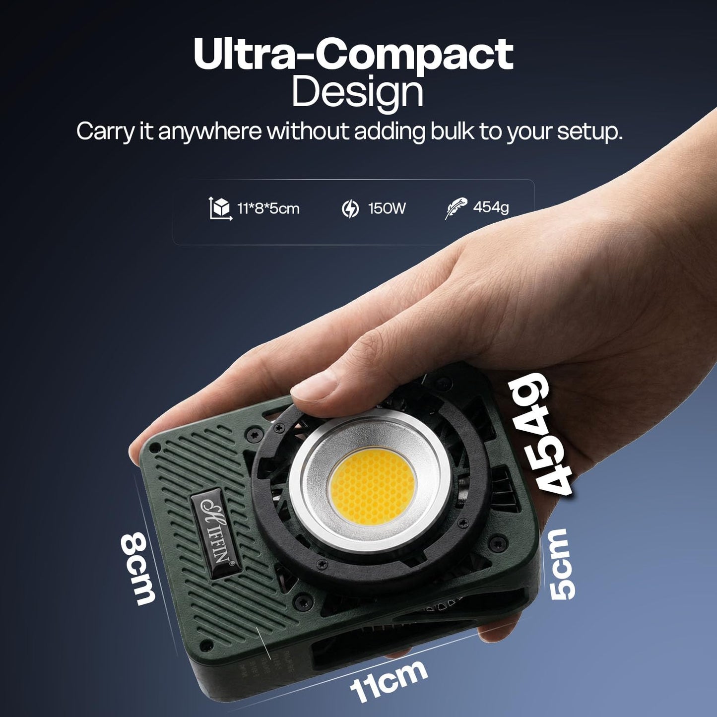 HIFFIN HF-150W Bi-Color Wonder Series LED Video Light 150W with Silent Cooling Fan & App Control | 2700K–6500K | 18300 Lux | CRI 95+ | 1%-100% Dimmable Studio Light for Photography & Videography