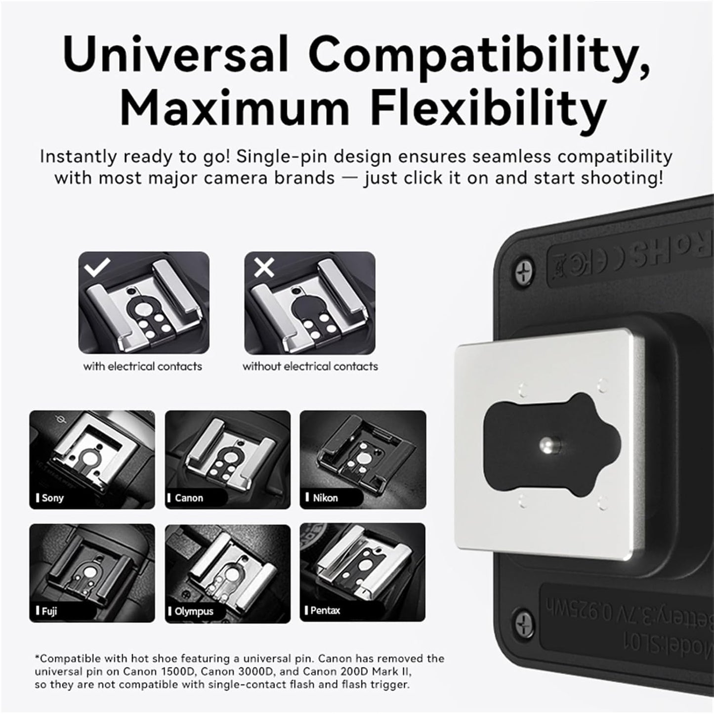 ULANZI SL02 Mini Flash Speedlite with Video Light, GN8 6500K Camera Mini Flashlight for Canon Fuji Sony Nikon and Othe SLR Digital Cameras, 4 Power Levels Camera Flash Speedlight NOT Fit Sony ZV -1F