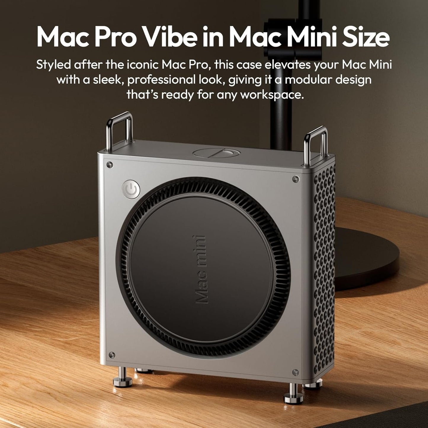 ULANZI QT01 Mac mini Case, Aluminum Case Compatible with 2024 Mac mini M4/M4 Pro, Heat Dissipation Aluminum Mac mini M4 Mount Rack, Mac mini M4 Holder Anti-Scratch Shockproof Portable Small Stand