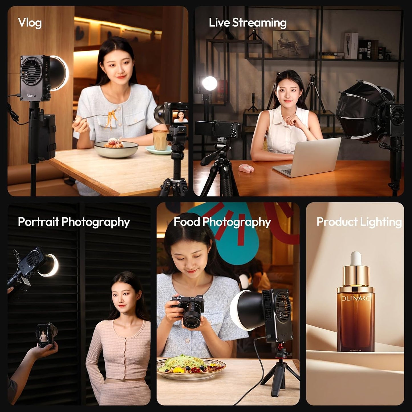 Ulanzi C01 100W COB Lights - PD 3.0 Powered, Led Video Light 2700K-6500K,14500Lx,CRI 96+, Knob Control, Compact & Lightweight (343g), Type-C Power Supply,for Portrait/Studio Lights,Mini Bowens Mount