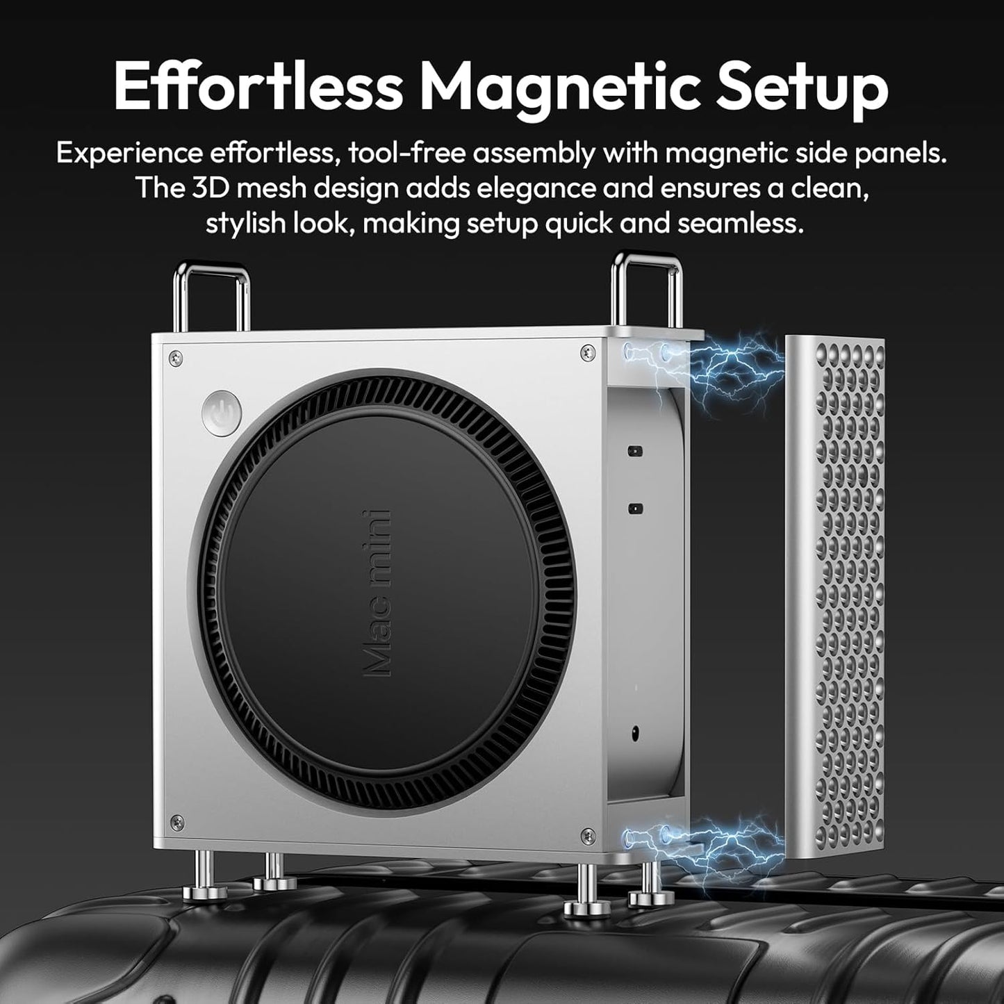 ULANZI QT01 Mac mini Case, Aluminum Case Compatible with 2024 Mac mini M4/M4 Pro, Heat Dissipation Aluminum Mac mini M4 Mount Rack, Mac mini M4 Holder Anti-Scratch Shockproof Portable Small Stand