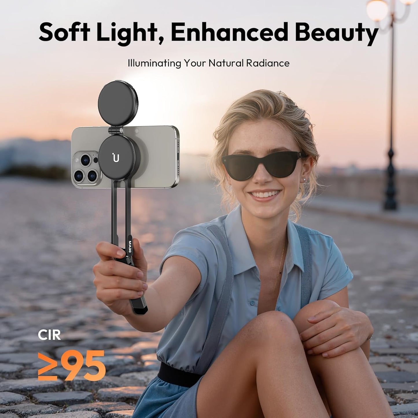 ULANZI MA30+LM19, 2-in-1 Magnetic Phone Tripod & Selfie Light Kit, MA30 Phone Stand with LM19 2500K-8500K LED Fill Light for MagSafe, Compatible with iPhone 17-12 Series for Photo/Vlog/Video.