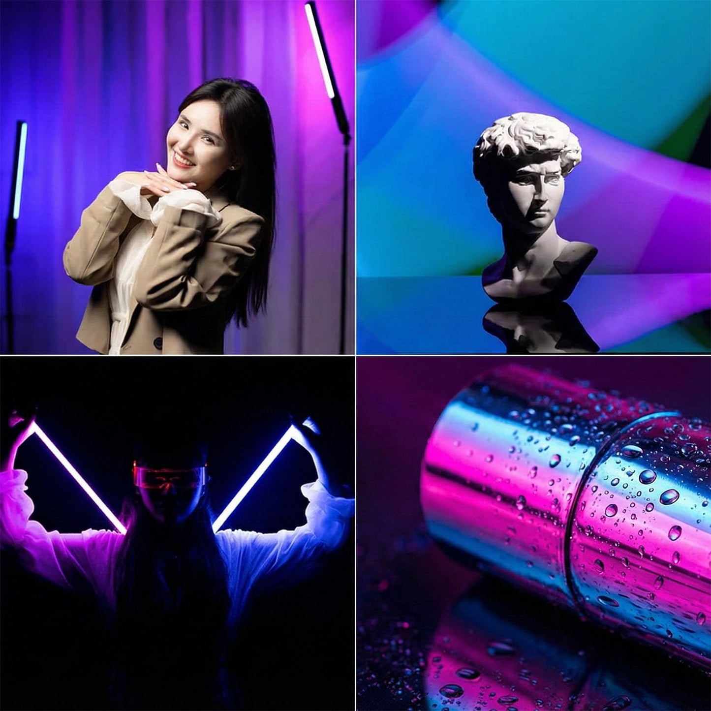 HIFFIN HF-1000 60W RGB LED Stick Light with Grid & Soft Diffuser, 2500K-9900K Adjustable CCT, CRI95+, 24 Effects, 18700Lux@0.5m, App Control, 5200mAh Battery for Photo Video Shooting Use for Creators