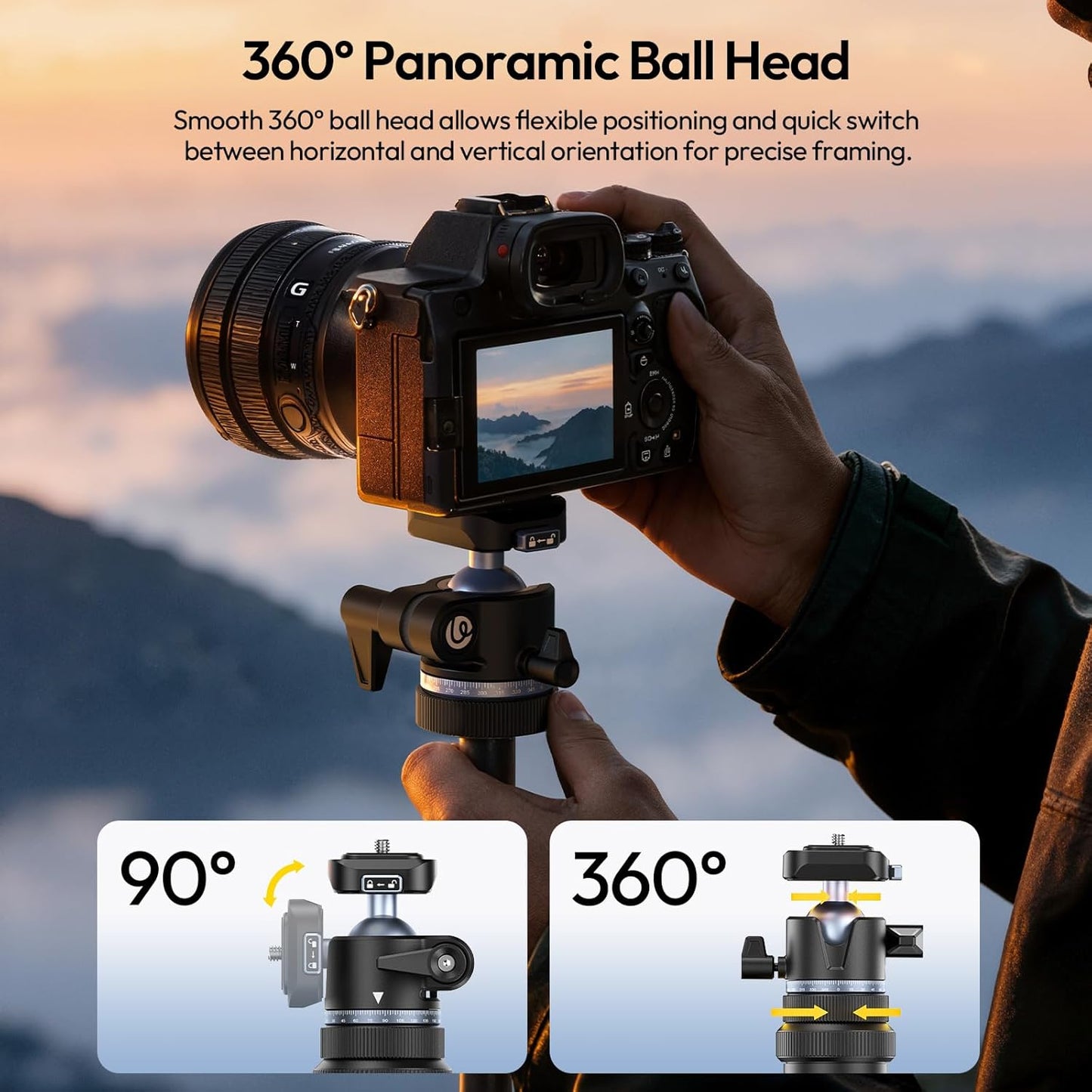ULANZI MT93 Universal 1/4" Light Stand Camera Tripod w Auto-Open w UKA Quick-Release, 63" Portable Adjustable Ball Head Tripod for Cameras/Video Light/Phone/Outdoor Photo, Up Load 6.61lb, w Bag