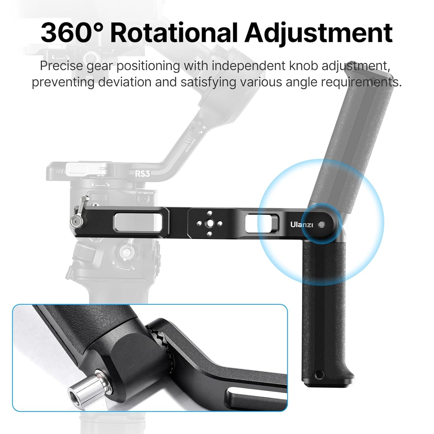 ULANZI Adjustable Sling Handgrip Gimbal Handle, DJI RS 4/4 Pro, RS 3 Mini/3/3 PRO, RS 2/RSC 2 Compatible, 360° Adjustable, Ergonomic Grip, Black, NATO Mount, 5KG Load, C049