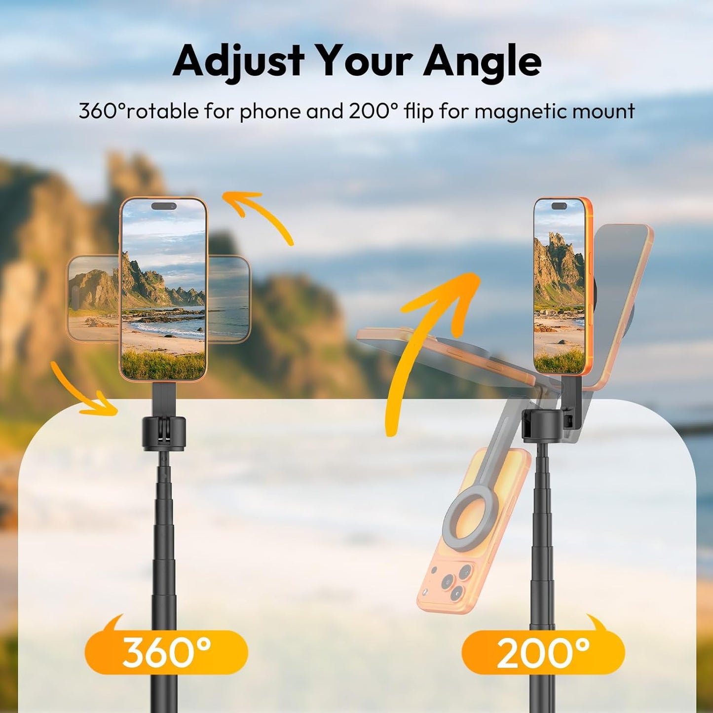 ULANZI SK27 Magnetic Mobile Phone Tripod 165 cm, Selfie Stick with Bluetooth Remote Control, 25N Magnet, Foldable Smartphone Stand, All-in-1 Portable Tripod Compatible with iPhone 17 16 15 14 13 12