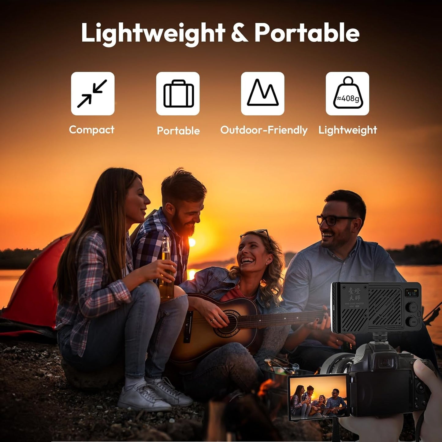 ULANZI P40W RGB Video Light – Portable LED Camera Panel with 5000mAh Rechargeable Battery, 20 Scene Modes, Bi-Color 2700K-6500K for YouTube, Vlogging, Live Streaming & Photography
