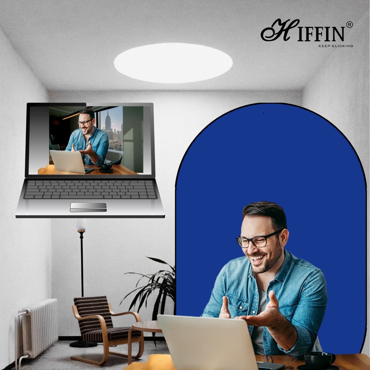 HIFFIN 2-in-1 Green|Blue 150CM X 200CM Photo Video Studio Collapsible Background Panel, Full Cotton Photography Background with Carrying Case (Green/Blue)