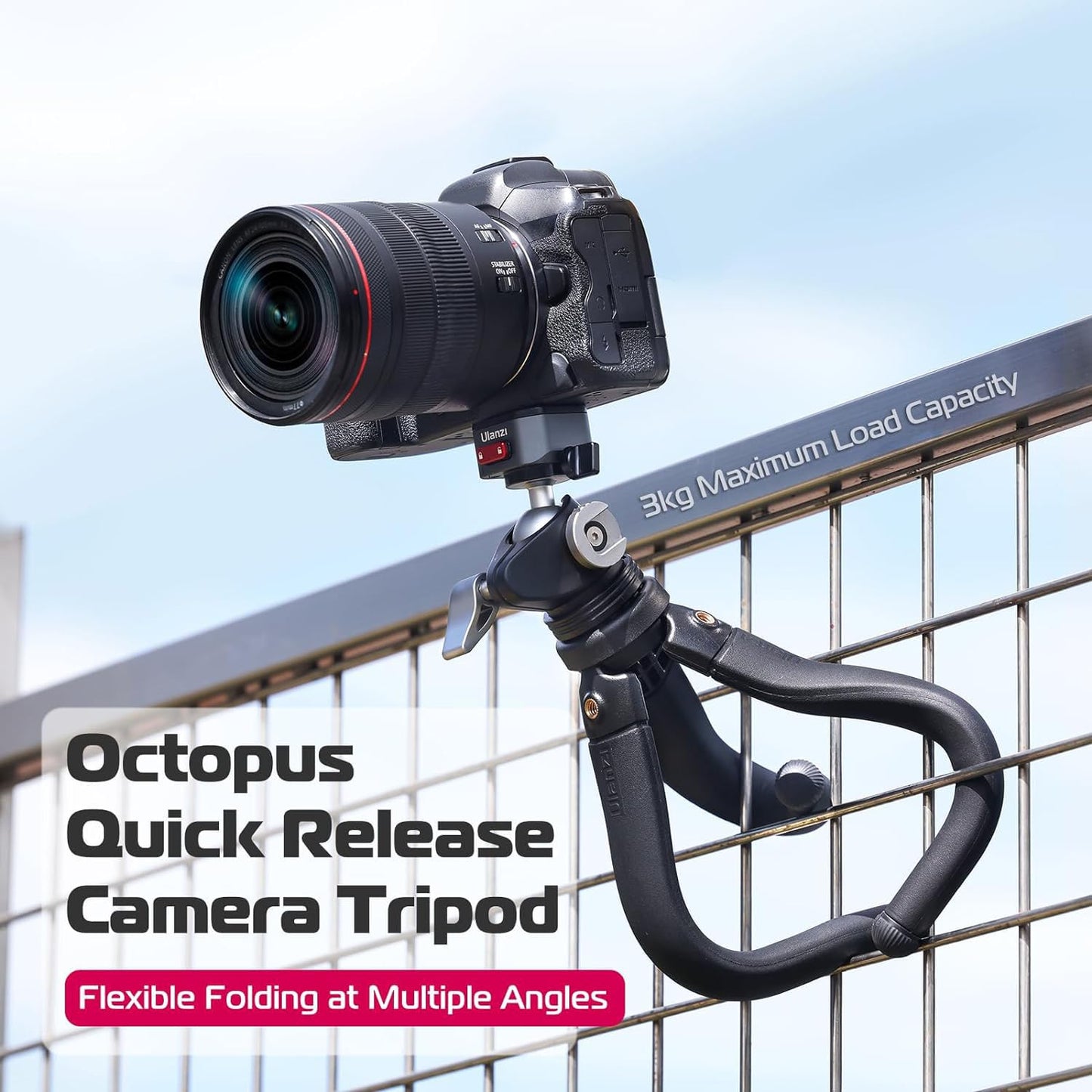 ULANZI MT-68 Claw Camera Flexible Tripod, Mini Quick Release Tripod Stand with 1/4'' Screw for Magic Arm, Universal Travel Desktop Selfie Stick for DSLR Compatible with Canon Nikon Sony Cameras Vlog