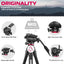 ULANZI MT-56 Ombra Black Aluminum Alloy 63" Professional Camera Tripod with Fluid Pan-tilt Head, Max Load 13.2 LB for DSLR, Compatible with Nikon, Canon, Smartphone, Phone Holder Included