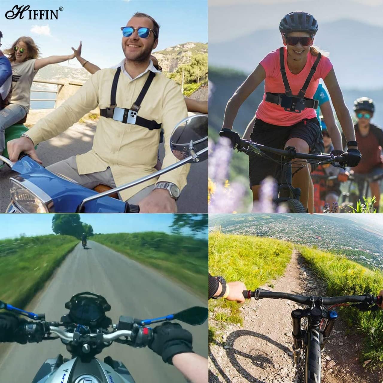 Hiffin Mobile Phone Chest Strap Mount Go Pro Chest Harness Holder for VLOG/POV Compatible with All Cell Phones and Go Pro Hero 9, 8, 7, 6, 5,OSMO Action, AKASO and Other Action Camera